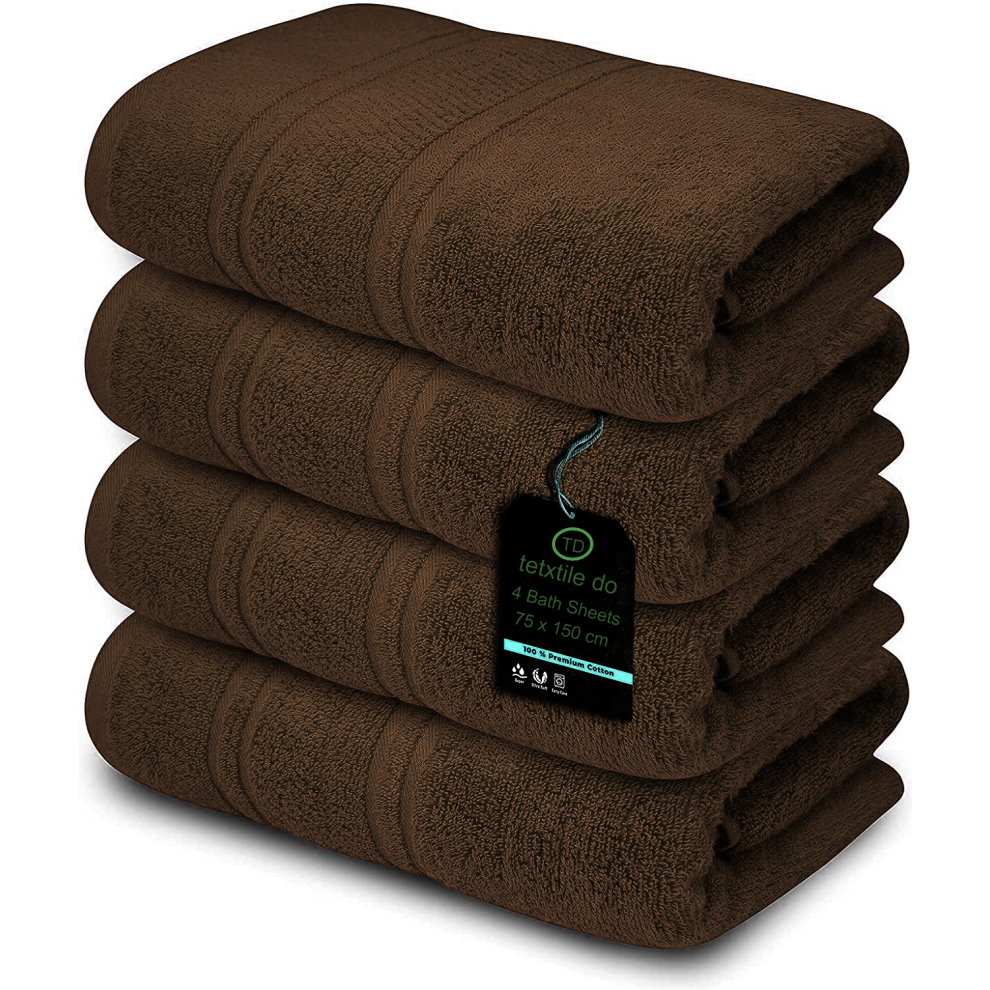 Textile Do Ltd (Chocolate) 4 X Large Jumbo Bath Sheet Towels 100% Egyptian Cotton Bath Sheets Big Towels