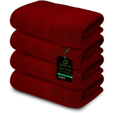 (Red) 4 x Large Jumbo Bath Sheet Towels 100% Egyptian Cotton Bath Sheets Big Towels