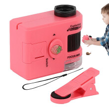 (bear) Pocket Science Microscope LED Lighted Pocket Toy 80X Microscope Portable Microbiological Observation Lab Toy For Boys Girls For