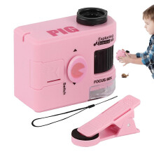 (piggy) Pocket Science Microscope LED Lighted Pocket Toy 80X Microscope Portable Microbiological Observation Lab Toy For Boys Girls For