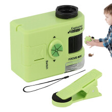 (frog) Pocket Science Microscope LED Lighted Pocket Toy 80X Microscope Portable Microbiological Observation Lab Toy For Boys Girls For