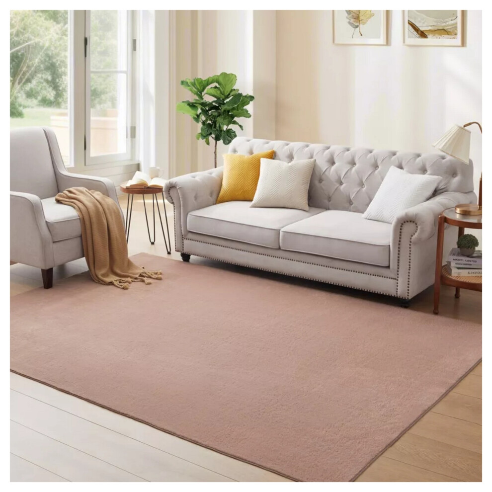 Aspire Homeware (120 Cm X 170 Cm (4Ft X 5Ft 8"), Mink/Beige) Modern Soft Shaggy Rugs Livingroom Bedroom Soft Fluffy Floor Area Carpets Non Slip Doormats Cream