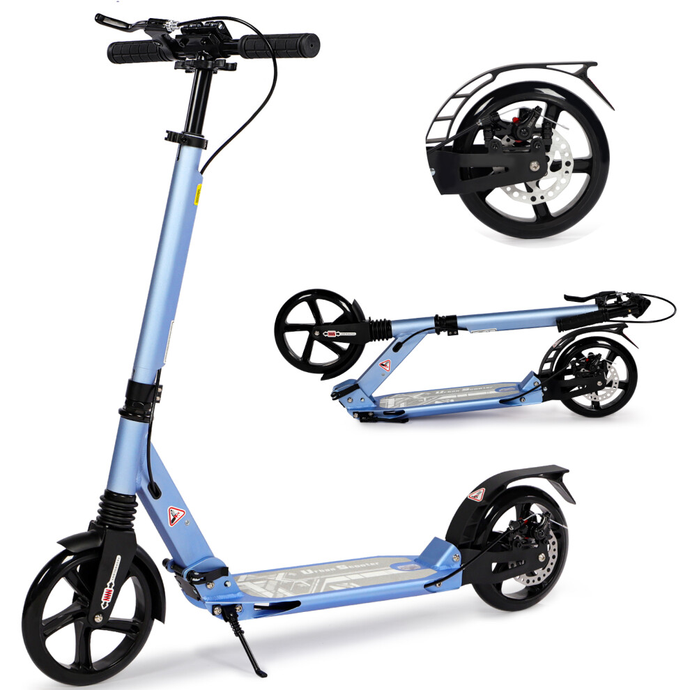 (Blue) Adult Kick Scooter with Double Shock Absorption