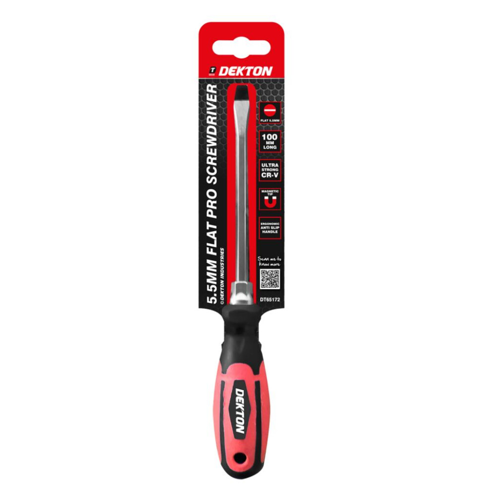SINGLE SCREWDRIVER PRO FLAT 5.5MM X 100MM, DT65172