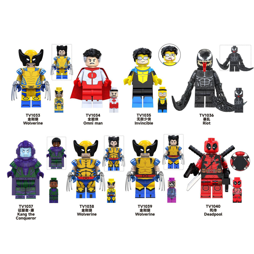 (Wolverine C) 8PCS Marvel Deadpool Avengers Super Heroes Mini Figures Fit Lego Venom