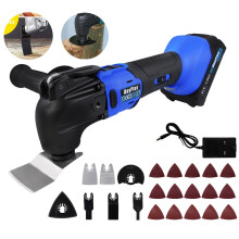 Brushless Oscillating Tool Cordless Oscillation Tool Kit 5-Amp 4°Oscillation Angle 6 Variable Speed with 21V Battery Blades Sanding Paper Side Handle