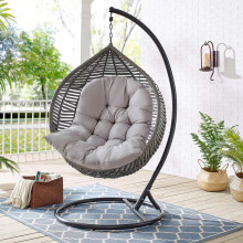 (Light Grey) Back Cushions Swing Hanging Egg Rattan Chair Cushion Garden Patio Seat Pad Mat