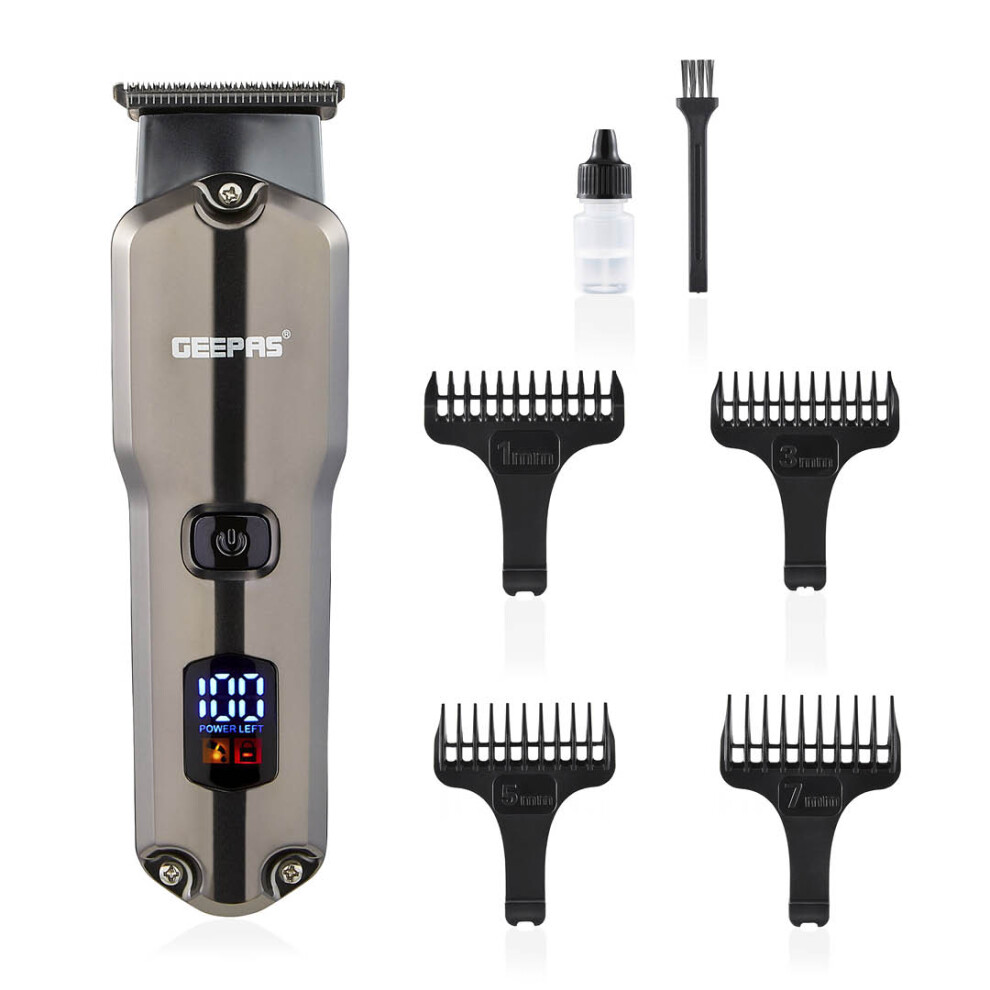 Geepas Hair Clipper Digital Electric Stubble Beard Trimmer Lcd Display