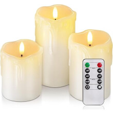 Dripping Wax Flameless Candles, Battery Operated Candles with Remote Control and Timers