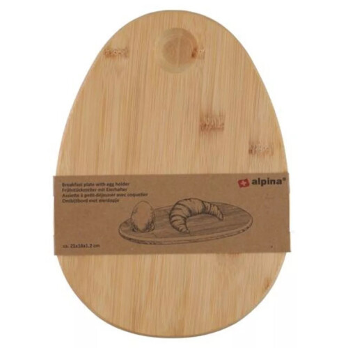 Alpina Wooden Breakfast Board Egg Shape Toast Serving Tray Egg Holder Cup 1