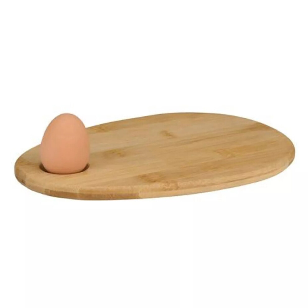 Alpina Wooden Breakfast Board Egg Shape Toast Serving Tray Egg Holder Cup