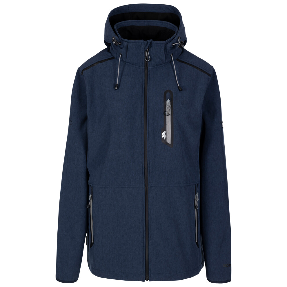 (S, Navy Marl) Trespass Mens Softshell Jacket with Zip Hood Anak