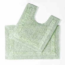 (Sage Green) Homescapes Luxury Reversible Cotton Bath Mat Set