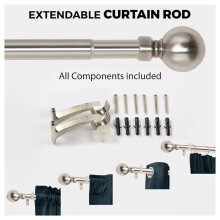 (70 x 120 cm (28"-48" in)) Silver Curtain Pole Extendable Metal Rod 28mm UK