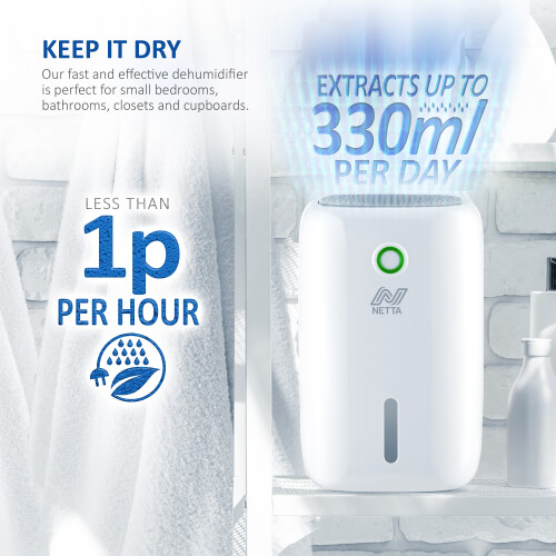 NETTA NETTA 800ml Mini Dehumidifier for Damp, Mould & Moisture 1