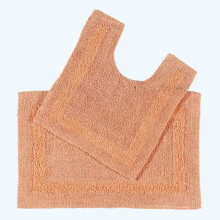(Peach) Homescapes Luxury Reversible Cotton Bath Mat Set