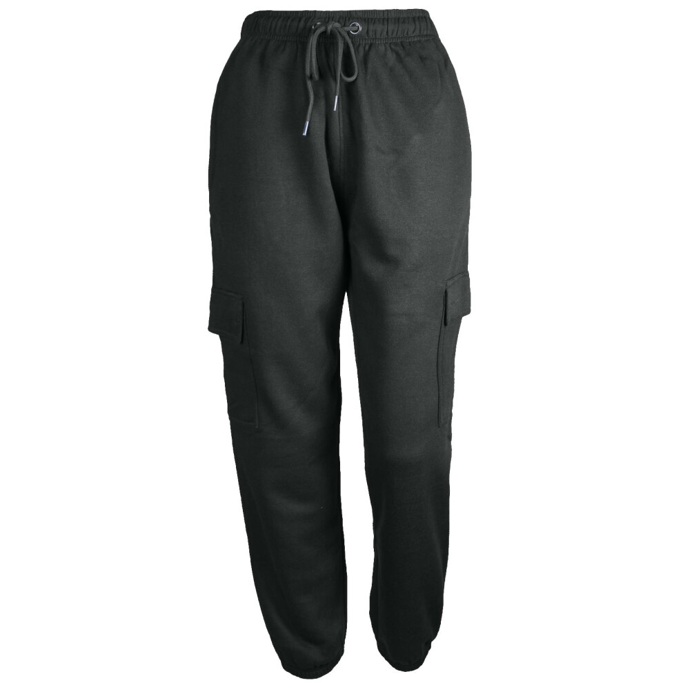 (Charcoal, S) Ladies Casual Bottoms Cargo Pockets Jogger Trouser