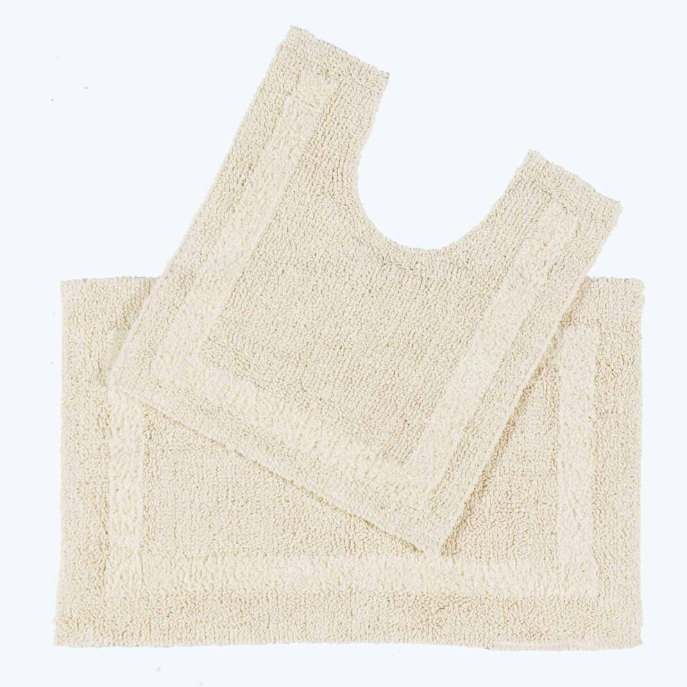 Homescapes (Cream) Luxury Reversible Cotton Bath Mat Set Cream