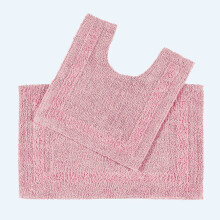 (Pink) Homescapes Luxury Reversible Cotton Bath Mat Set