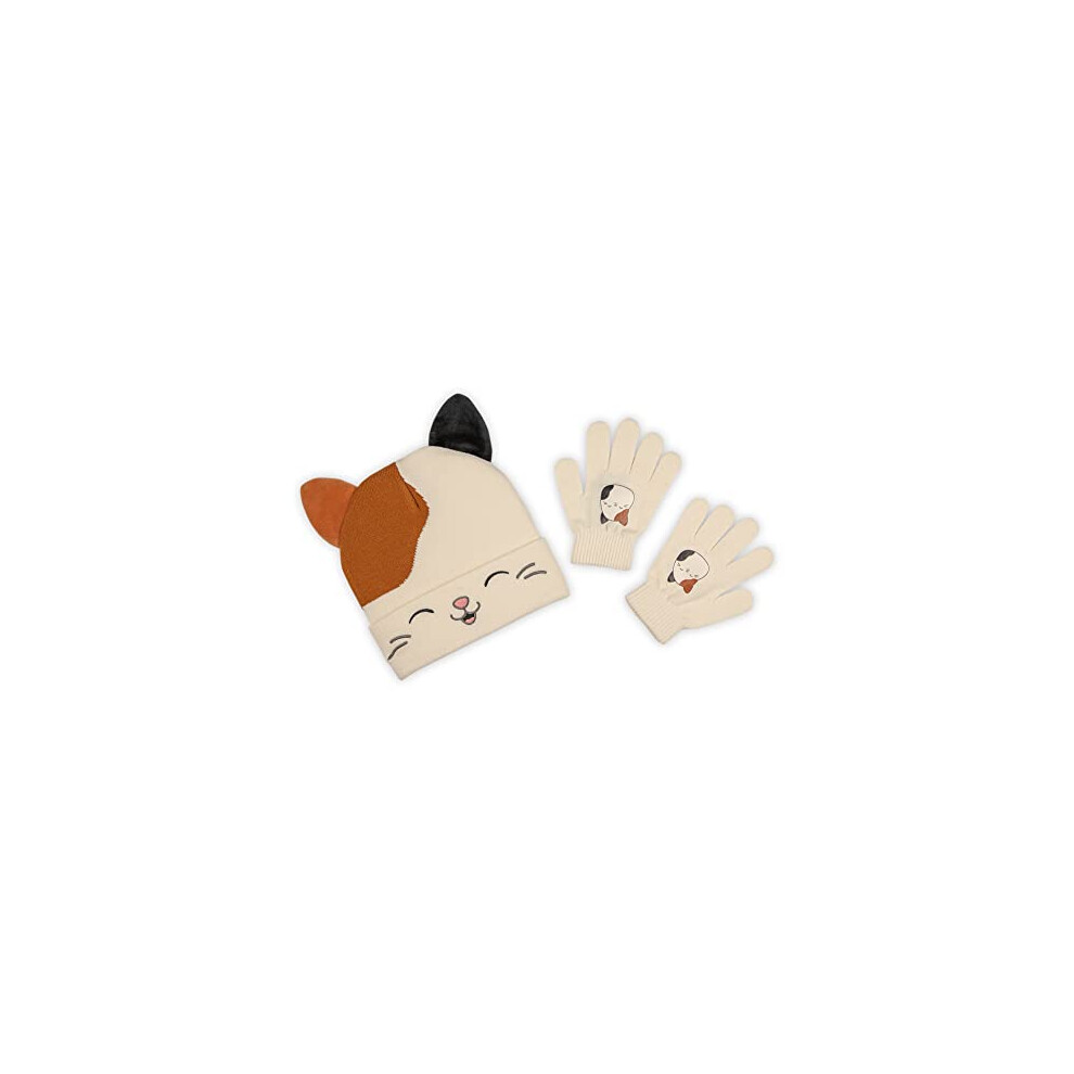 Bioworld Squishmallow Cameron The Cat Kids Beanie Hat & Glove Knitted Winter Set