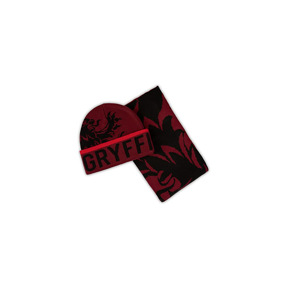 Harry Potter Gryffindor Premium Adults Beanie & Jacquard Scarf Set