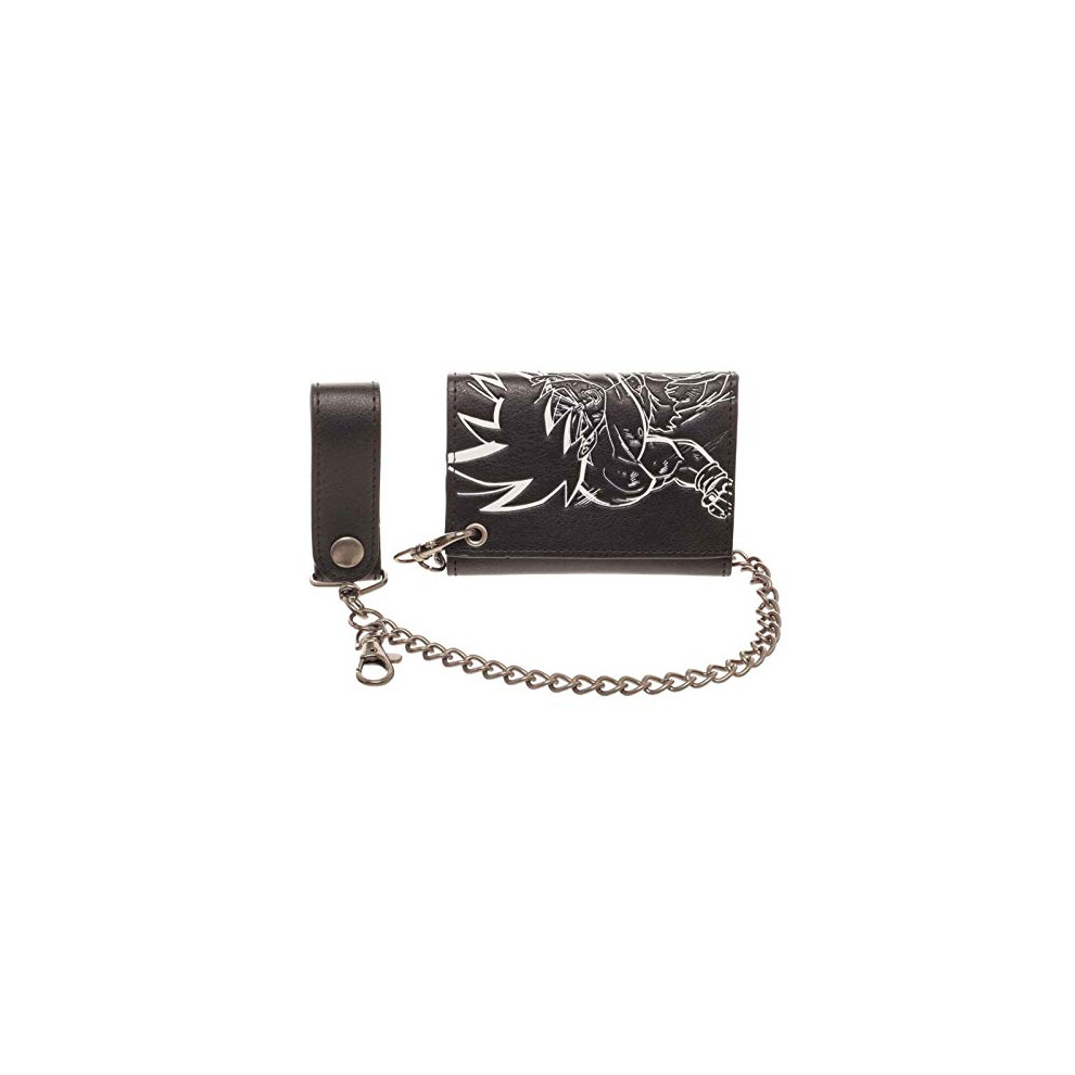 Dragon Ball Z Goku Super Saiyan Line Art Black Wallet with Chain