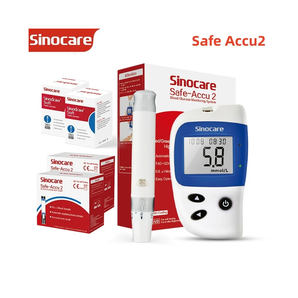 Sinocare Safe Accu2 Glucometer 50/100pcs Test Blood Glucose Meter