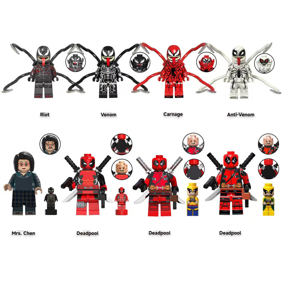 Venom Deadpool Marvel Avengers Super Heroes Mini Figures Fit Lego 8PCS