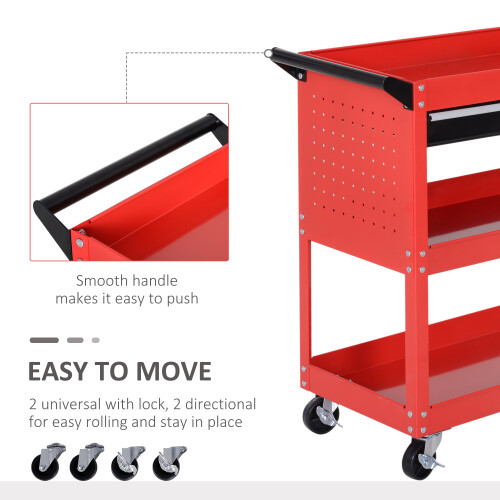 Durhand DURHAND 3-tier Tool Trolley Cart Roller Cabinet Garage Workshop with Drawer 2
