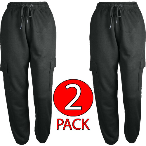 True Face (2 Pack - Charcoal, XL) 2Pack Women Combat Cargo Sport Elasticated Trouser