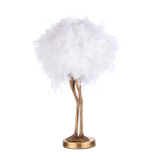 Litecraft Oscar Ostrich Legs Table Lamp With Feather Ball Shade - Gold