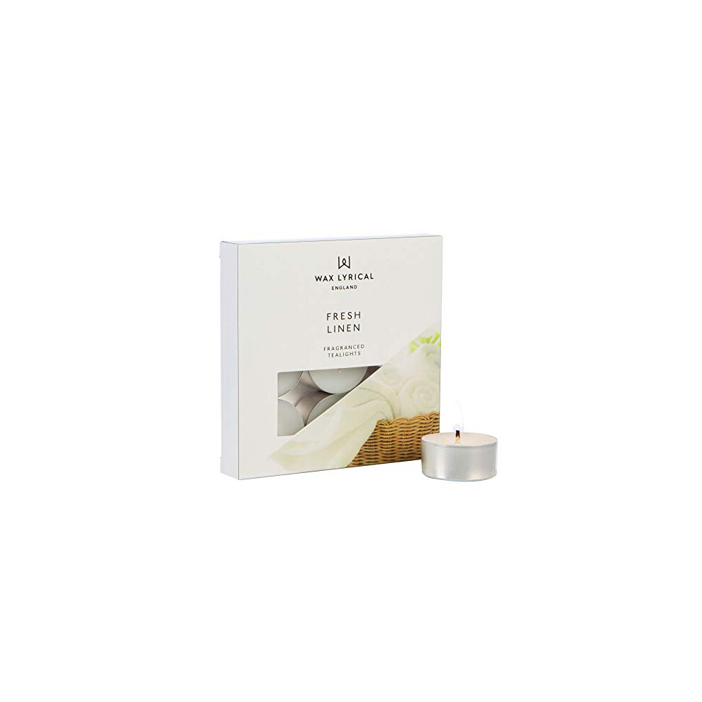 Wax Lyrical Scented Tealight Candles, Box Of 9, Fresh Linen, Silver