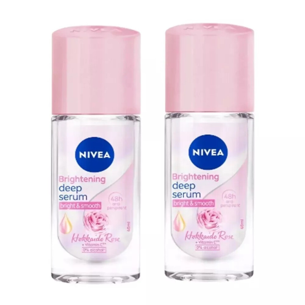 40ml x 2 Nivea Brightening Deep Serum Hokkaido Rose Deodorant Roll-on