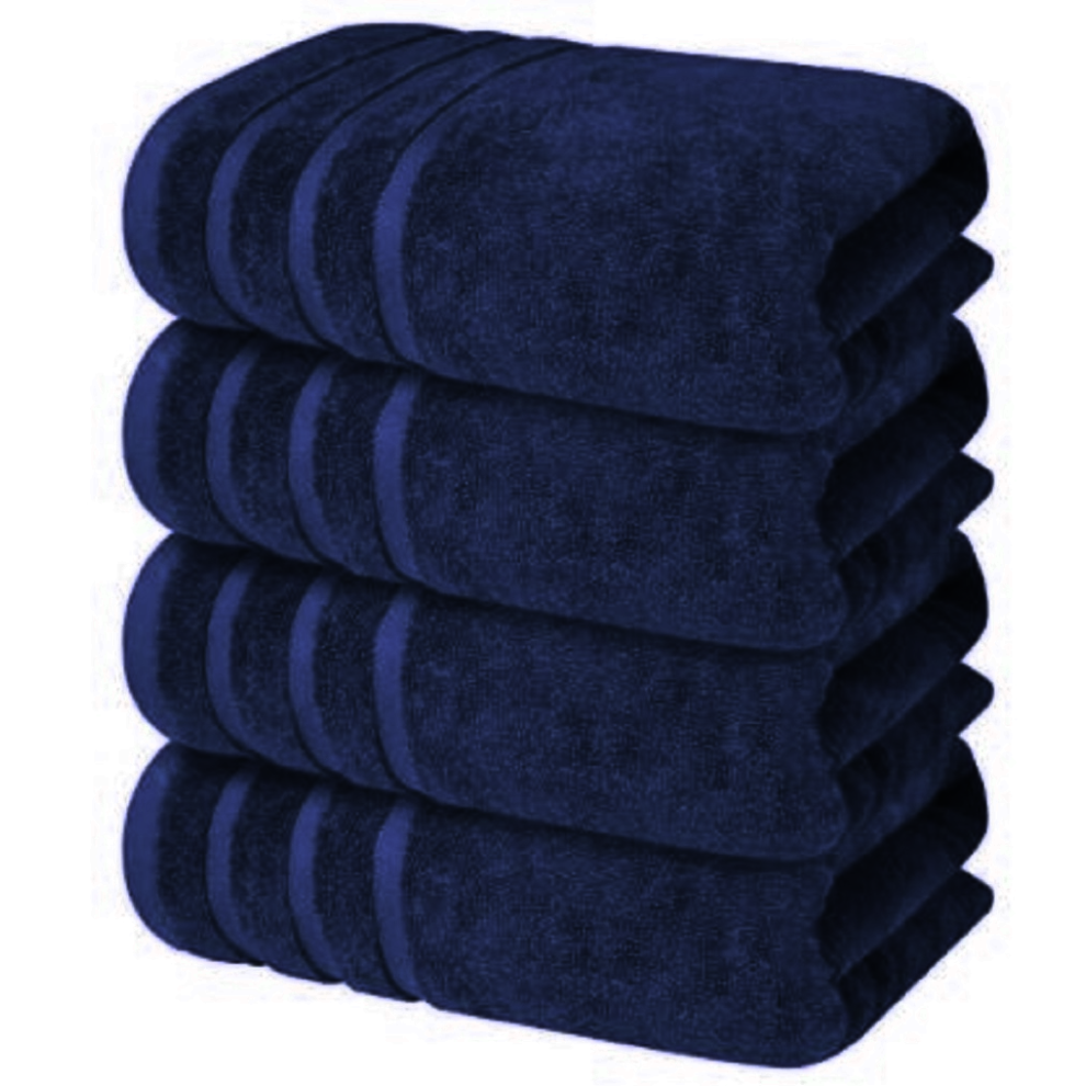 (Navy Blue) 4 x Large Jumbo Bath Sheet Towel Set (75 x 150 cm-500GSM) Pure Cotton XL Bath Sheet Towels