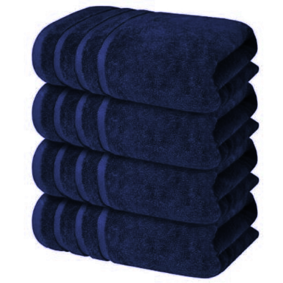 (Navy Blue) 4 x Large Jumbo Bath Sheet Towel Set (75 x 150 cm-500GSM) Pure Cotton XL Bath Sheet Towels-image-OPC-PF8KM6J-NEW