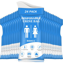 DIBBATU Urine Bag, 24 PCS 800ML Disposable Urinal Bag for Travel, Emergency Portable Pee Bag and Vomit Bags, Unisex Urinal Bag as Toilet Bag Suitable