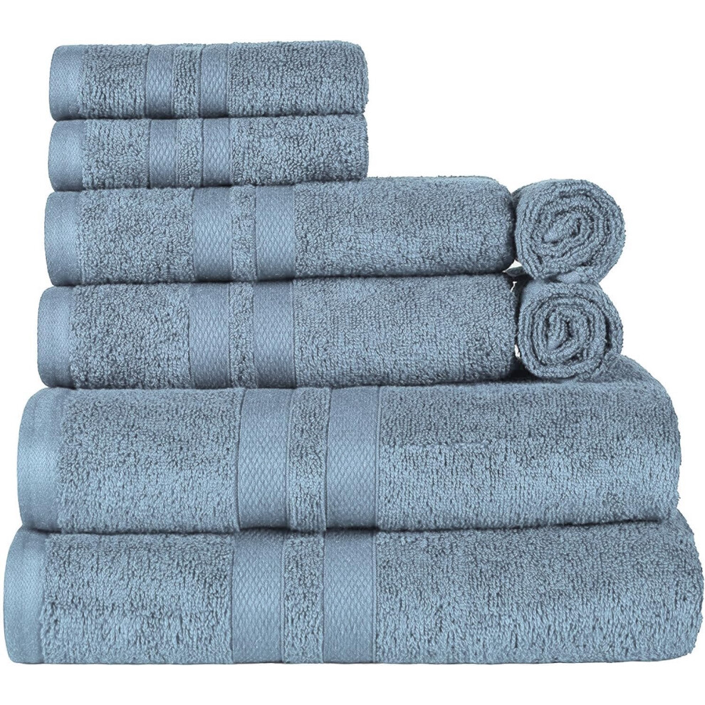 (Sky Blue) 8 Pcs Towel Bale Set Pure Egyptian CottonFace Hand Bath Towel Set Multipurpose Quick Dry Towels 500 GSM