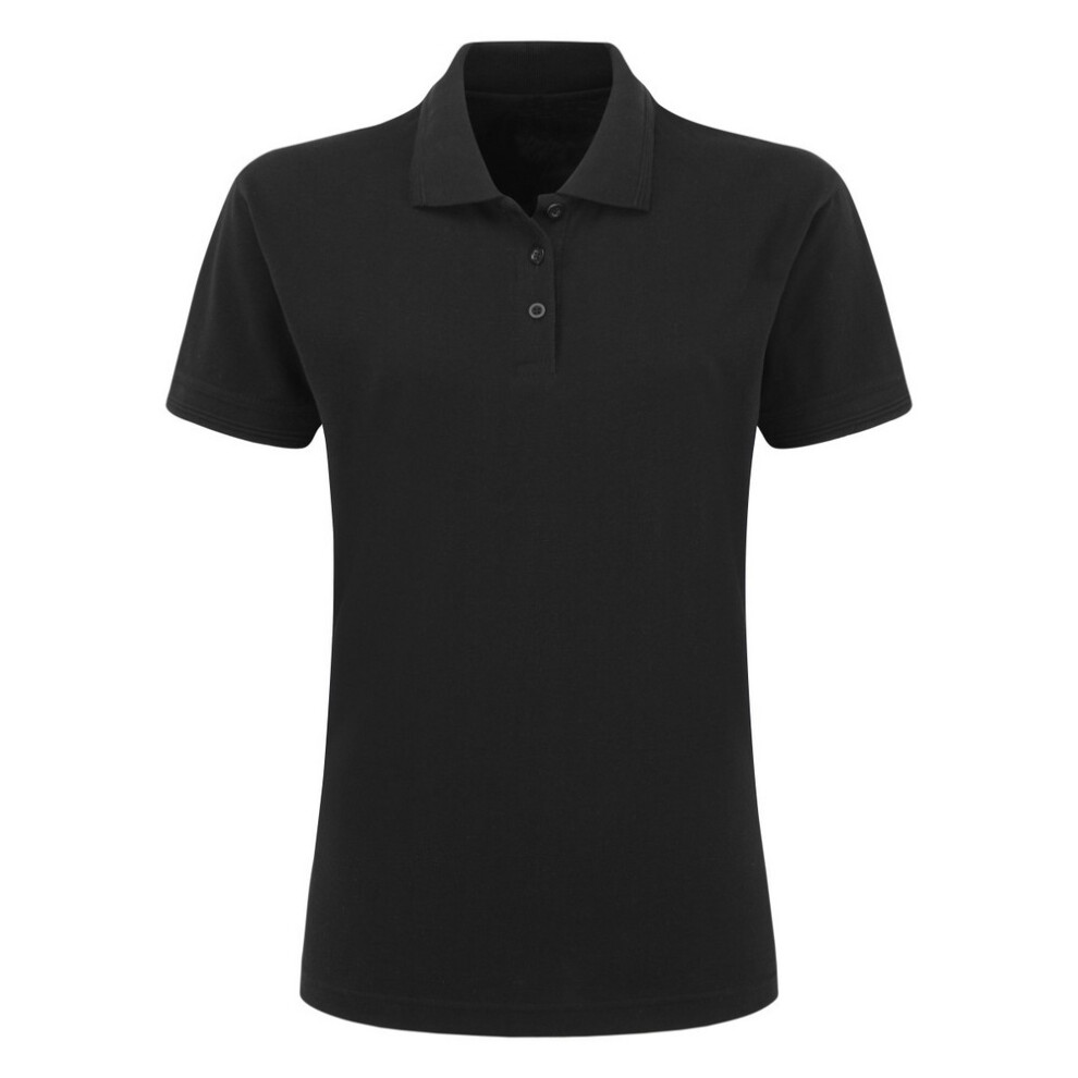 (10 UK, Black) Ultimate Womens/Ladies Pique Polo