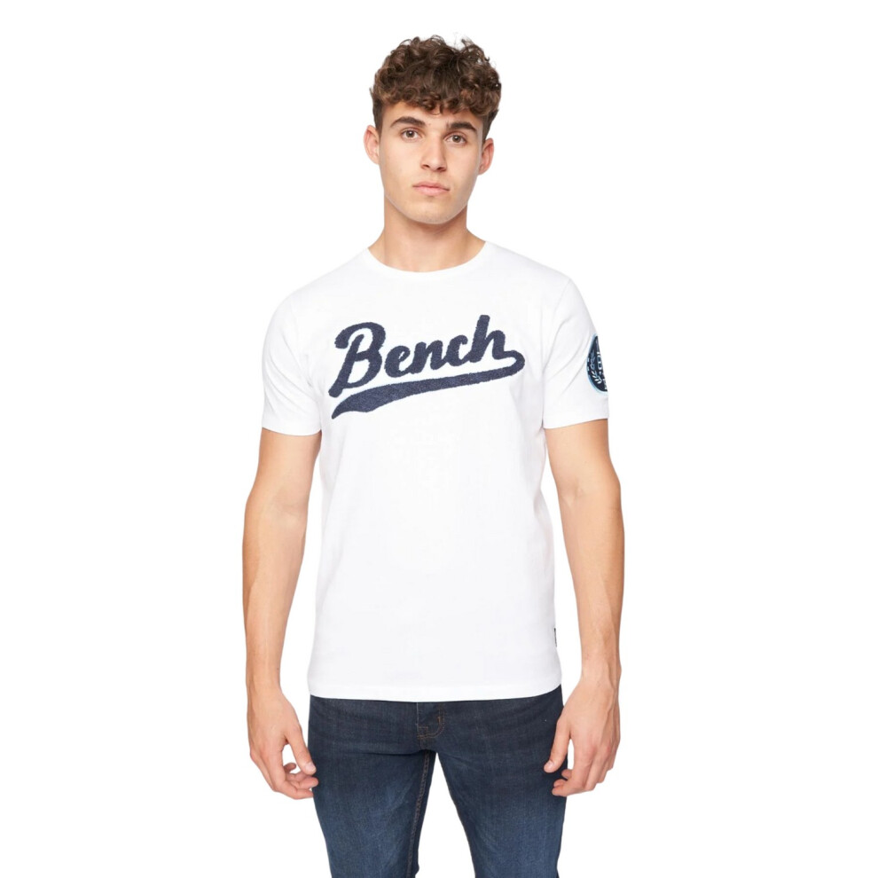 (M, White) Bench Mens Enam Logo T-Shirt