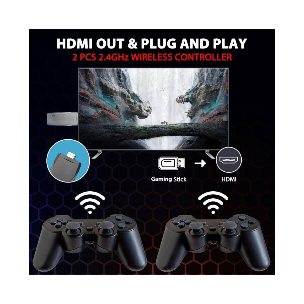 64GB 15000-Game Retro 4K HD TV Gaming Console with Wireless Controllers | M8 Toys-image-OPC-PF8M9VR-NEW