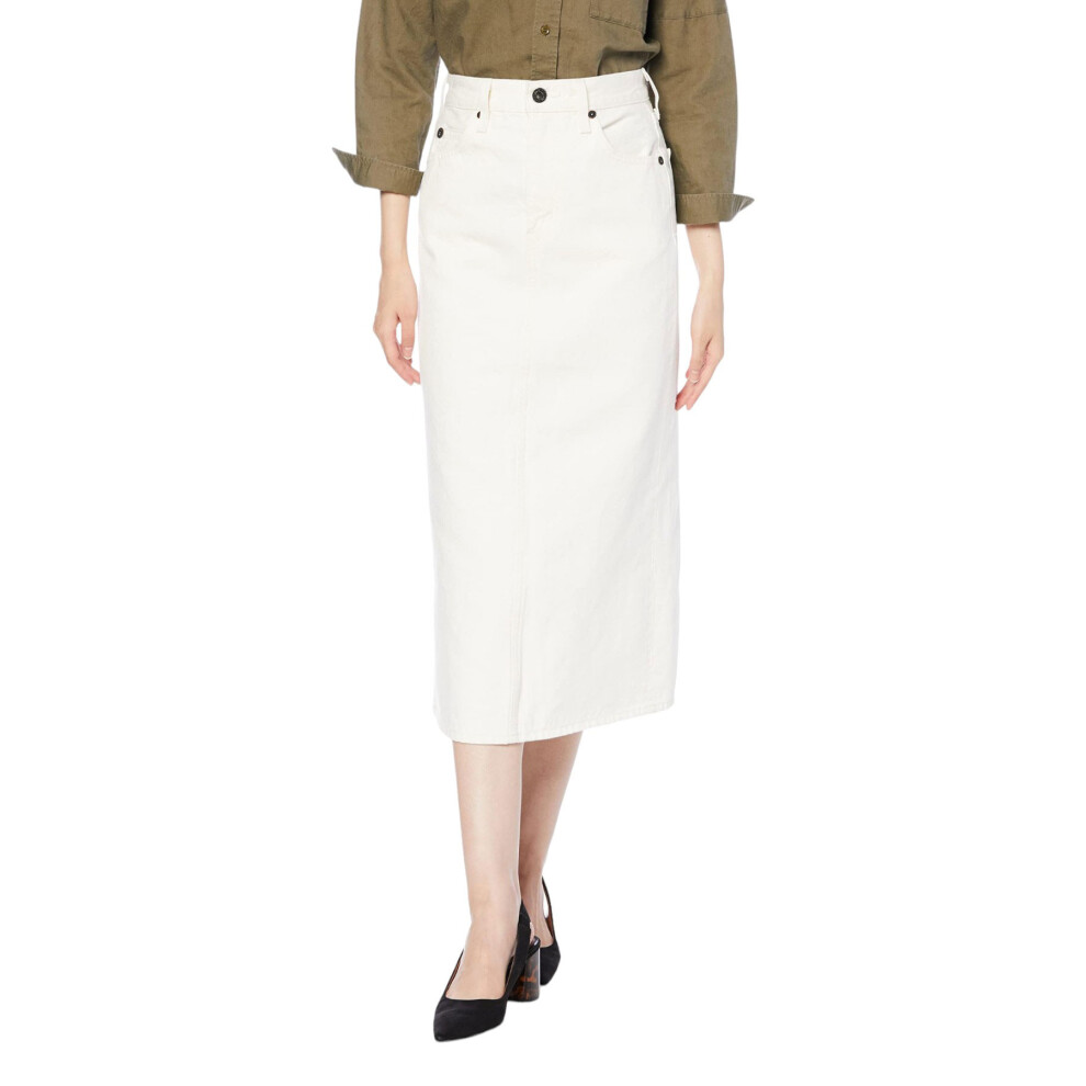 (White, W30) Diesel DE-RONNY Womens Pencil Skirt Mid Length Denim Summer Cotton Party Skirt