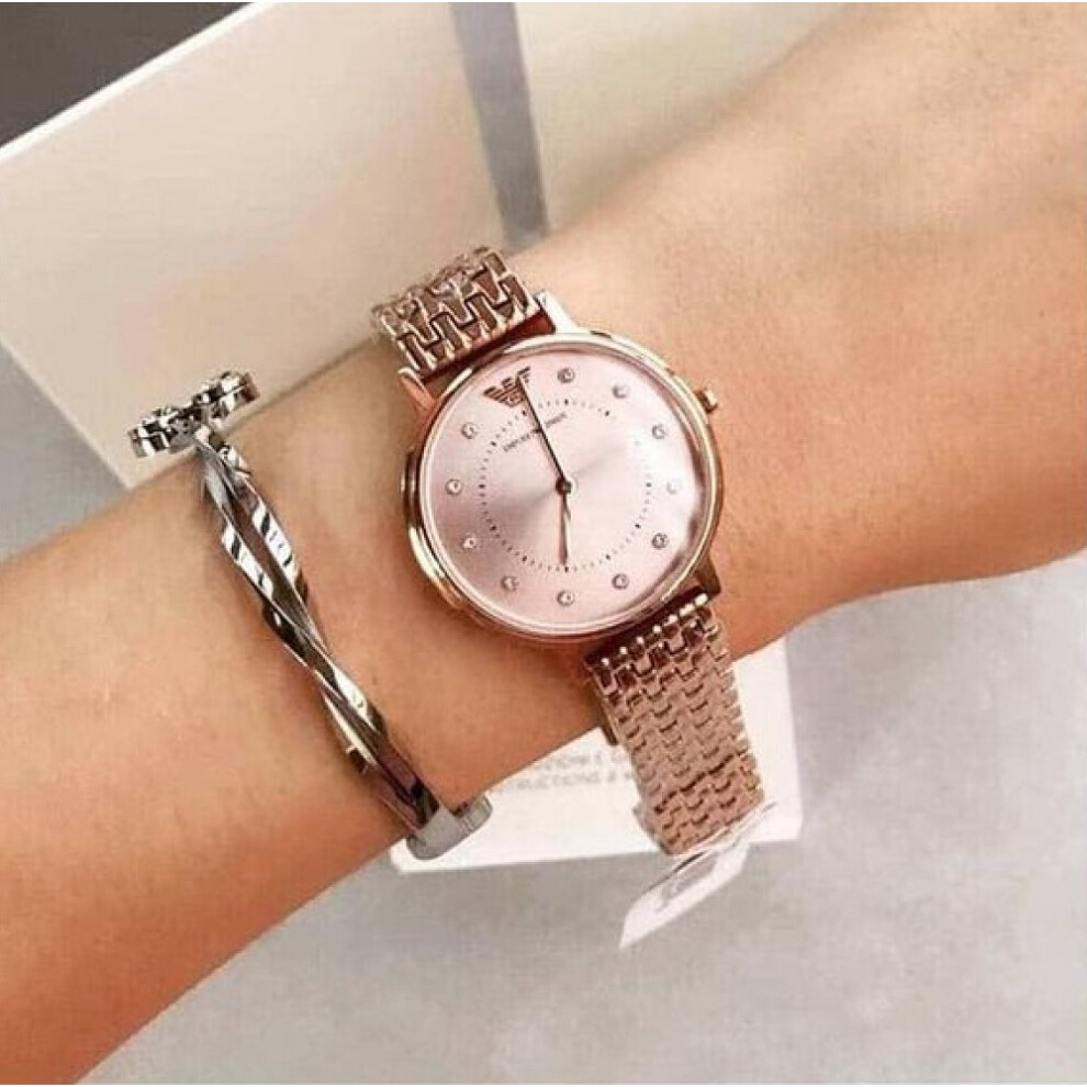 ARMANI AR11062 WOMENS WATCH ROSE GOLD STRAP ROSE DIAL ROSE GOLD CASE