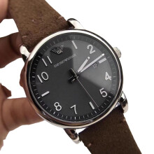 EMPORIO ARMANI AR11070 MENS WATCH BROWN STRAP GREY DIAL SILVER CASE