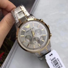 EMPORIO ARMANI AR11076 MENS WATCH SILVER YELLOW GOLD STRAP SILVER DIAL