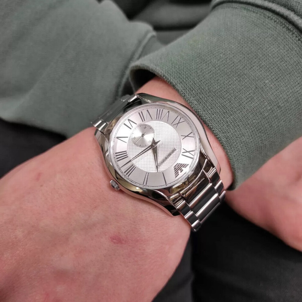 EMPORIO ARMANI AR11084 MENS WATCH SILVER STRAP SILVER DIAL SILVER CASE