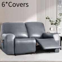 (Grey 2 Seater) Pu Leather Stretch Recliner Sofa Covers Waterproof 2 3 Seater Armchair Cover