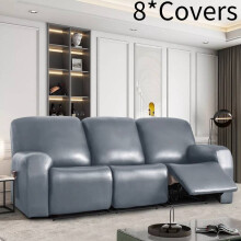 (Grey 3 Seater) Pu Leather Stretch Recliner Sofa Covers Waterproof 2 3 Seater Armchair Cover