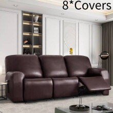 (Brown 3 Seater) Pu Leather Stretch Recliner Sofa Covers Waterproof 2 3 Seater Armchair Cover