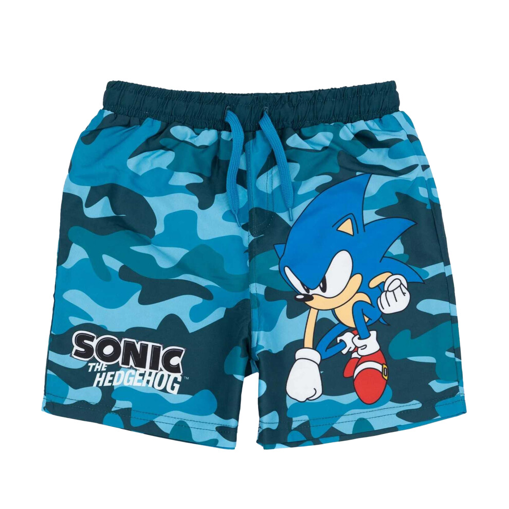 (11-12 Years, Blue) Sonic The Hedgehog Boys Swim Shorts