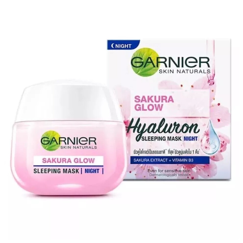 Garnier Sakura Glow Hyaluron Serum NIGHT Sleeping Mask Cream 50ml